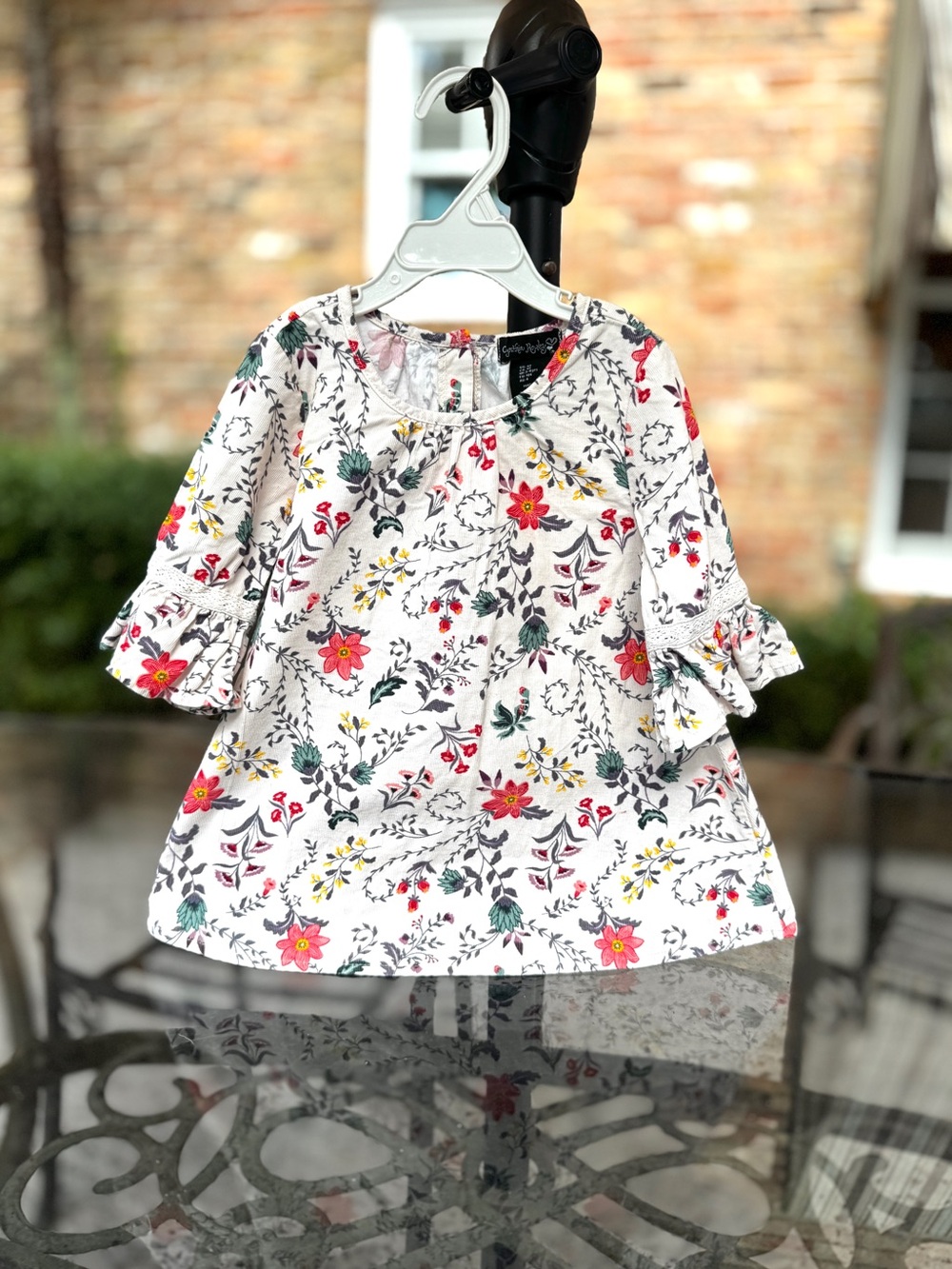 Cynthia Rowley Girl’s Corduroy Floral Dress w/Bell Sleeves, 4T